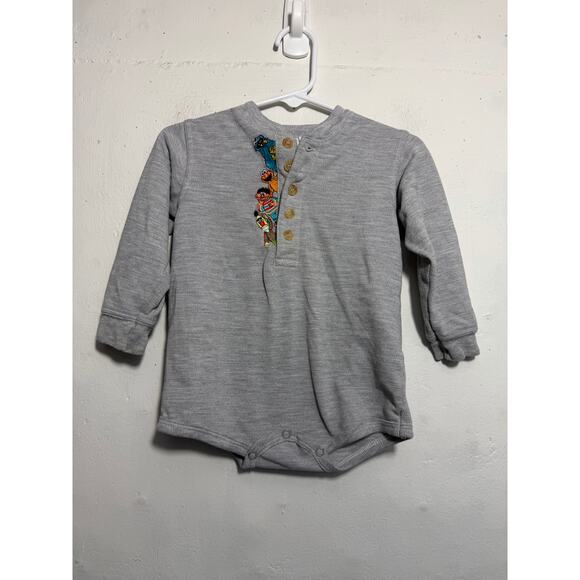 Sesame Street Other - Vintage Sesame Street Boys 18 Mo Embroidered Characters Gray Long Sleeve Shirt